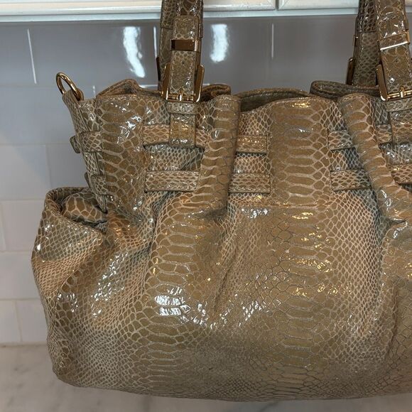 Michael Kors Edie Python Snakeskin Leather Buckle Strap Shoulder Bag - Picture 6 of 16